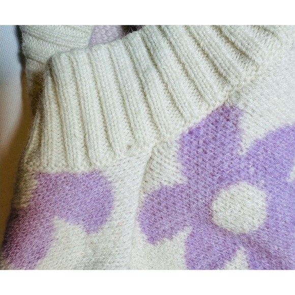 Petal + Pup Remi V-neck Lilac Oversized Flower Floral Retro 70's Sweater S/M - Picture 7 of 10